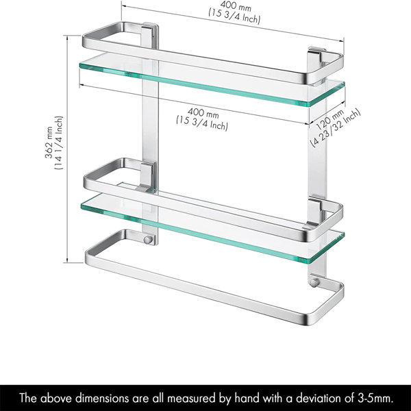Rebrilliant Bathroom Tempered Glass Shelf 2 Tier Storage Glass Shelf